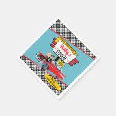 1950のレトロディーナーイエロー、ティール(緑がかった色)、赤誕生日 スタンダードカクテルナプキン (角)