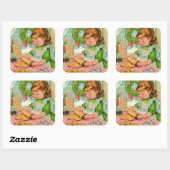 1950のヴィンテージクリスマスガールベーキングCookie スクエアシール (シート)