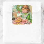 1950のヴィンテージクリスマスガールベーキングCookie スクエアシール (バッグ)