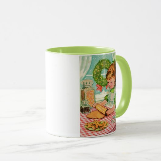 1950のヴィンテージクリスマスガールベーキングCookie マグカップ (正面右)