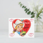 1950のヴィンテージリトルオランダガールバレンタイン ポストカード (スタンド正面)