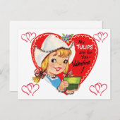 1950のヴィンテージリトルオランダガールバレンタイン ポストカード (正面/裏面)