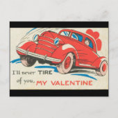 1950のヴィンテージ赤クラシック車バレンタイン シーズンポストカード (正面)