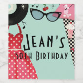 1950の50のドレスアップレトロパーティーワインラベル ワインラベル (シングルラベル)