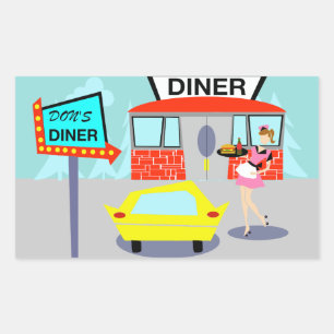 1950のDiner Rectangleステッカー 長方形シール