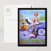 1950のPin-up Girlポストカード ポストカード (正面/裏面)