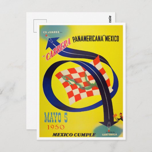 1950カレラパナメーカービンテージカーレース ポストカード (正面/裏面)