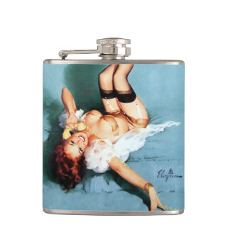 1950クラシックsヴィンテージはP上の女の子をピン留めする フラスク