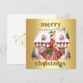 1950クリスマスヴィンテージレディショッピング シーズンカード (正面/裏面)