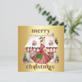 1950クリスマスヴィンテージレディショッピング シーズンカード (スタンド正面)