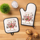 1950クリスマスヴィンテージレディショッピング 鍋つかみ&鍋敷きセット (トップダウン)