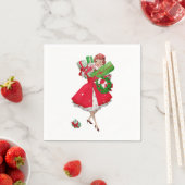 1950クリスマスヴィンテージレディーナプキン スタンダードカクテルナプキン (インサイチュ)