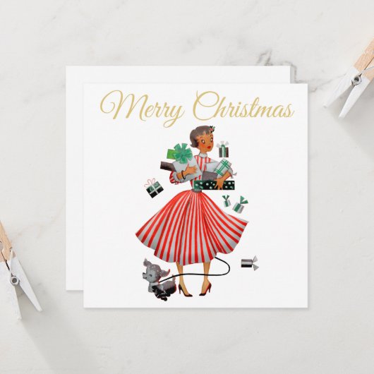 1950クリスマスヴィンテージレディ カード (正面/裏面インサイチュ)