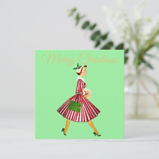 1950クリスマスヴィンテージレディ カード (スタンド正面)