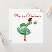 1950クリスマスヴィンテージレディ カード (正面/裏面インサイチュ)