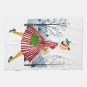 1950クリスマスヴィンテージレディ キッチンタオル (横)