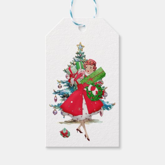 1950クリスマスヴィンテージレディ ギフトタグ (正面)