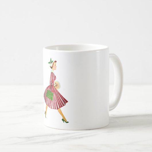 1950クリスマスヴィンテージレディ コーヒーマグカップ (正面右)