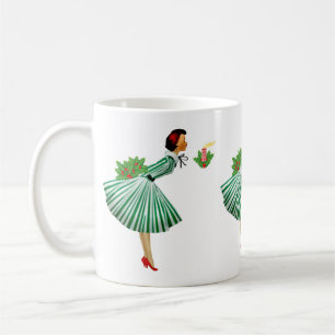 1950クリスマスヴィンテージレディ コーヒーマグカップ