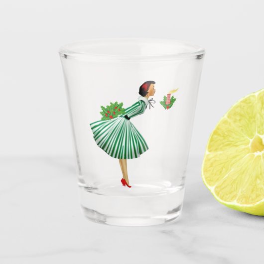 1950クリスマスヴィンテージレディ ショットグラス (正面)