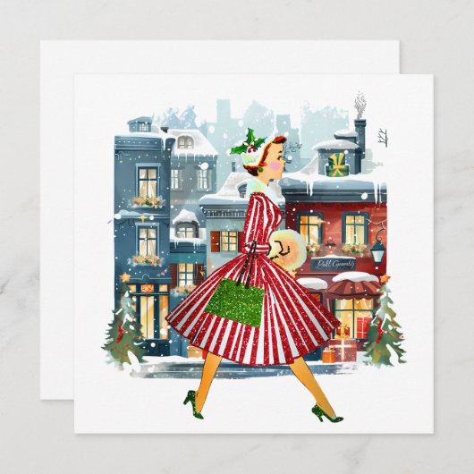 1950クリスマスヴィンテージレディ シーズンカード (正面/裏面)