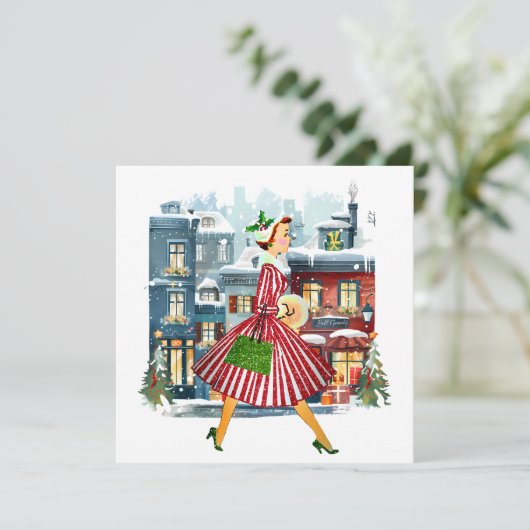 1950クリスマスヴィンテージレディ シーズンカード (スタンド正面)