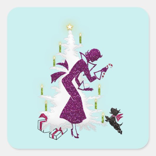 1950クリスマスヴィンテージレディ スクエアシール (正面)