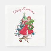 1950クリスマスヴィンテージレディ スタンダードランチョンナプキン (正面)