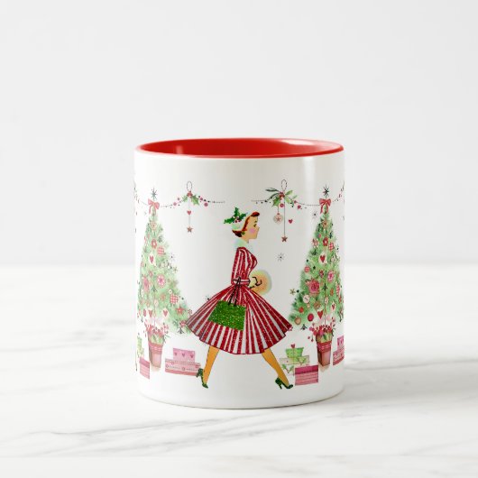 1950クリスマスヴィンテージレディ ツートーンマグカップ (中央)