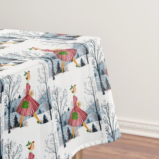 1950クリスマスヴィンテージレディ テーブルクロス (インサイチュ)