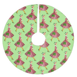 1950クリスマスヴィンテージレディ ブラッシュドポリエステルツリースカート