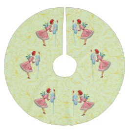 1950クリスマスヴィンテージレディ ブラッシュドポリエステルツリースカート