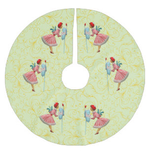 1950クリスマスヴィンテージレディ ブラッシュドポリエステルツリースカート