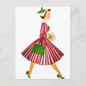 1950クリスマスヴィンテージレディ ポストカード (正面)