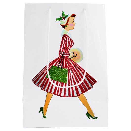 1950クリスマスヴィンテージレディ ミディアムペーパーバッグ (裏面)