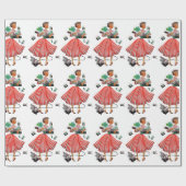 1950クリスマスヴィンテージレディ ラッピングペーパー (フラット)