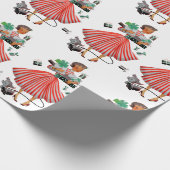 1950クリスマスヴィンテージレディ ラッピングペーパー (角)