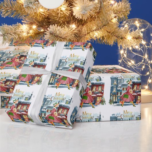 1950クリスマスヴィンテージレディ ラッピングペーパー (クリスマス)