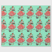 1950クリスマスヴィンテージレディ ラッピングペーパー (フラット)