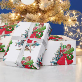 1950クリスマスヴィンテージレディ ラッピングペーパー