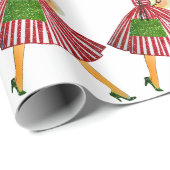 1950クリスマスヴィンテージレディ ラッピングペーパー (ロールコーナー)