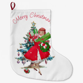 1950クリスマスヴィンテージレディ ラージクリスマスストッキング