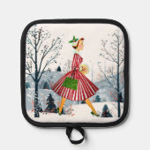 1950クリスマスヴィンテージレディ 鍋敷き (正面)