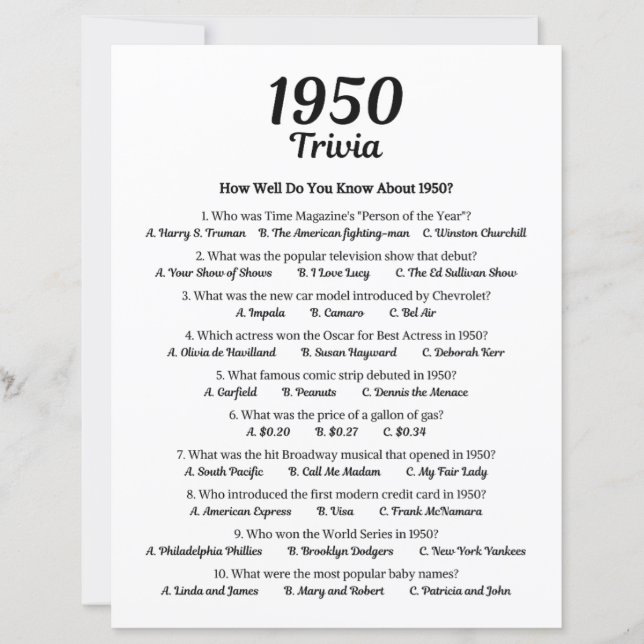 1950トリビアゲーム (正面)