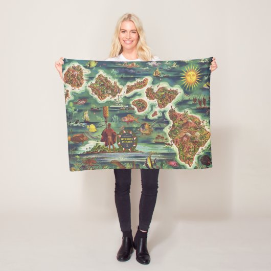 1950ドレのハワイ地図ジョセフ・フェアー フリースブランケット (インサイチュ)