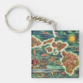 1950ドールハワイの地図ジョセフ・フェアー油絵を描 キーホルダー (正面)