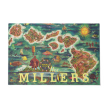 1950ドールハワイの地図ジョセフ・フェアー油絵を描