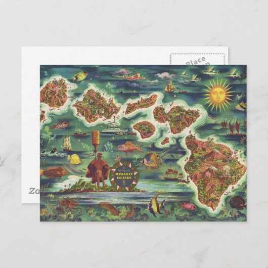 1950ドールハワイの地図ジョセフ・フェアー油絵を描 ポストカード (正面/裏面)