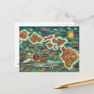 1950ドールハワイの地図ジョセフ・フェアー油絵を描 ポストカード