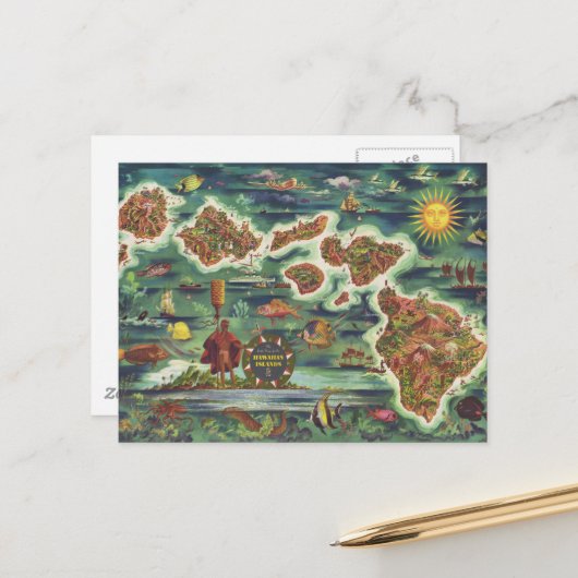 1950ドールハワイの地図ジョセフ・フェアー油絵を描 ポストカード (正面/裏面インサイチュ)